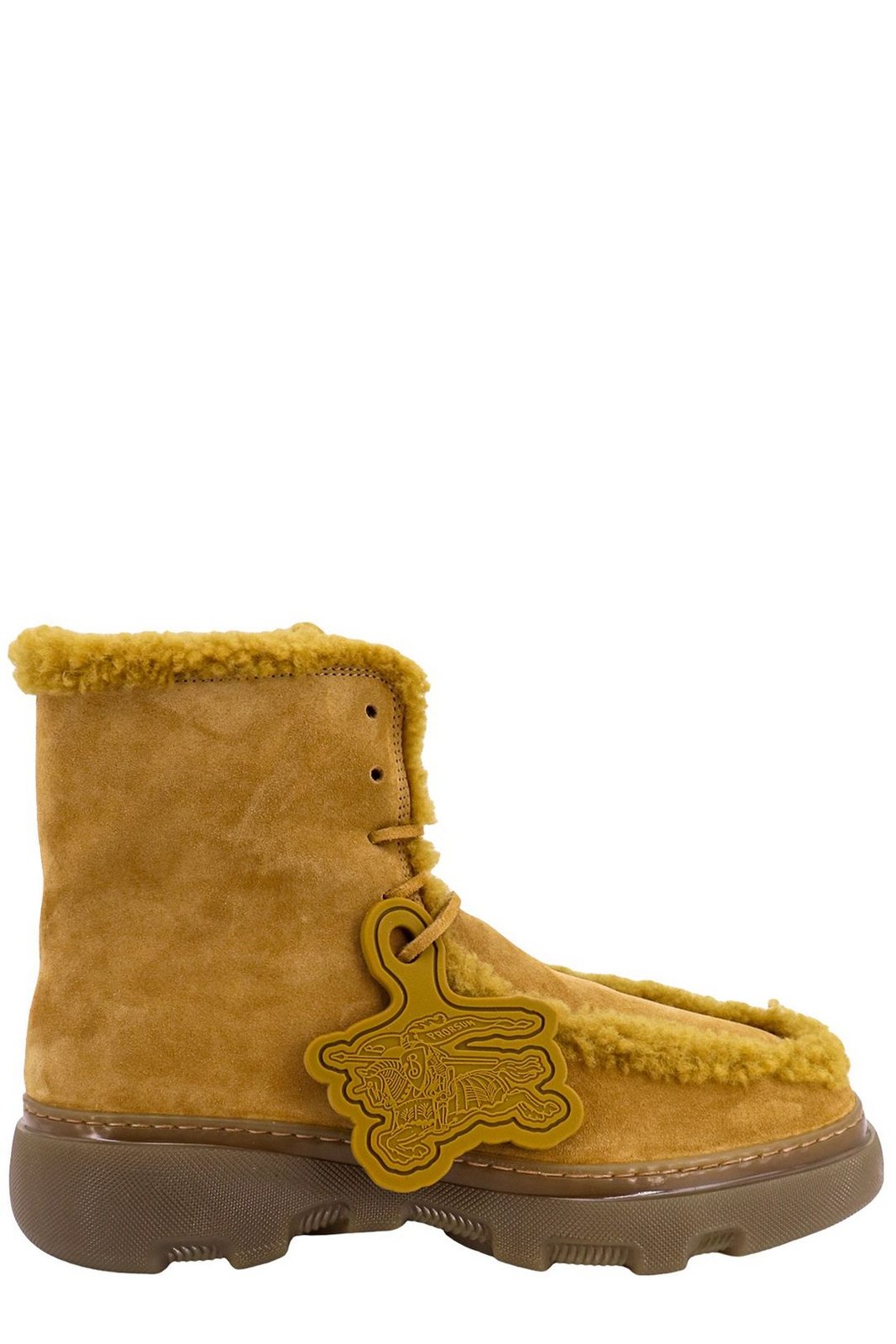 Burberry Creeper Shearling Boots Yellow Mens Burberry Shearling Embellished Suede Creeper Boot Yellow  main image 4