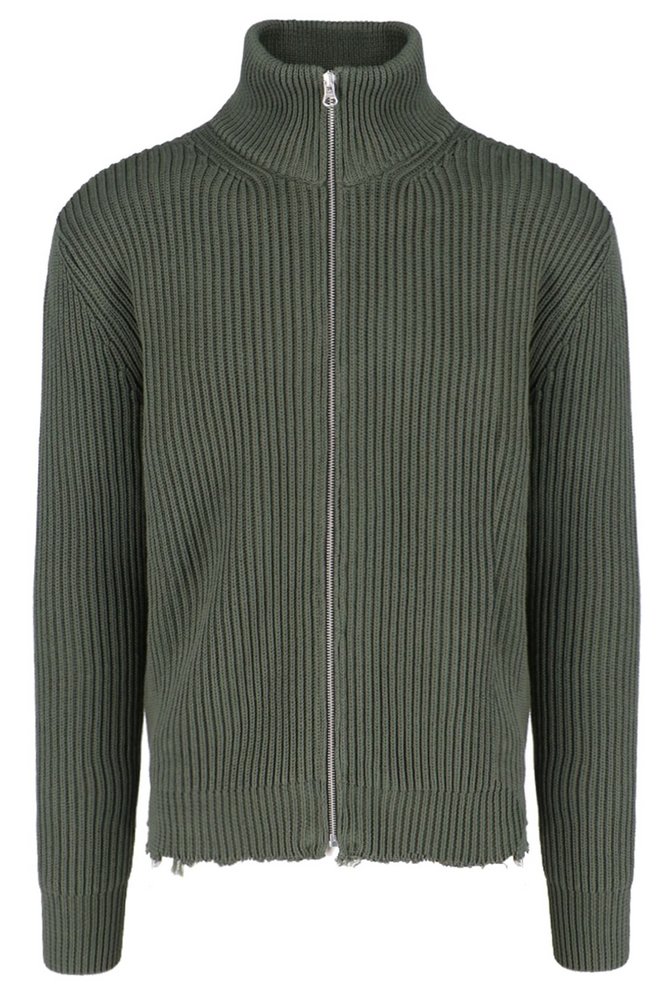 MM6 Maison Margiela Ribbed-Knit Zipped Cardigan – Cettire