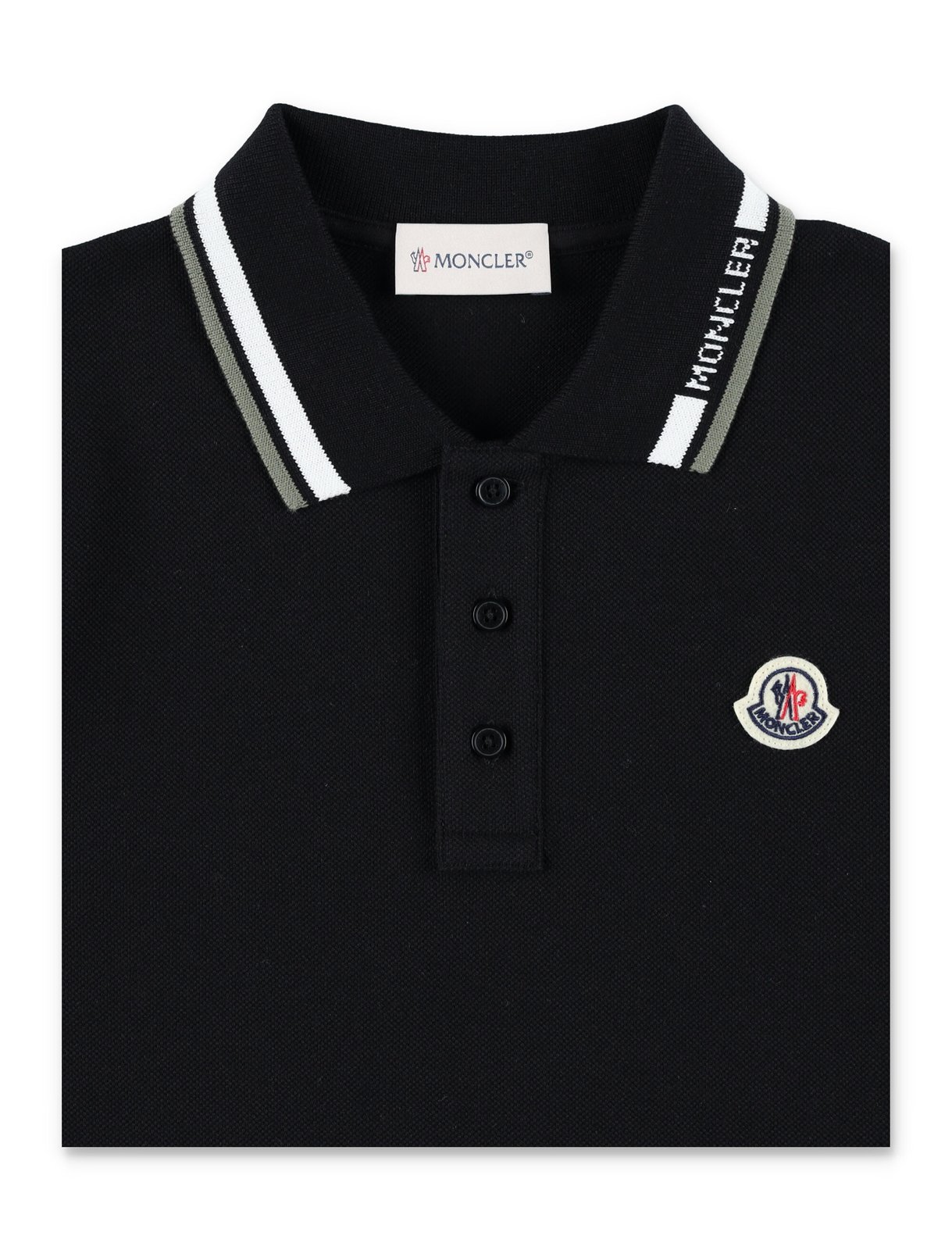 Moncler Enfant Tricolour-Trimmed Piquet Polo Shirt