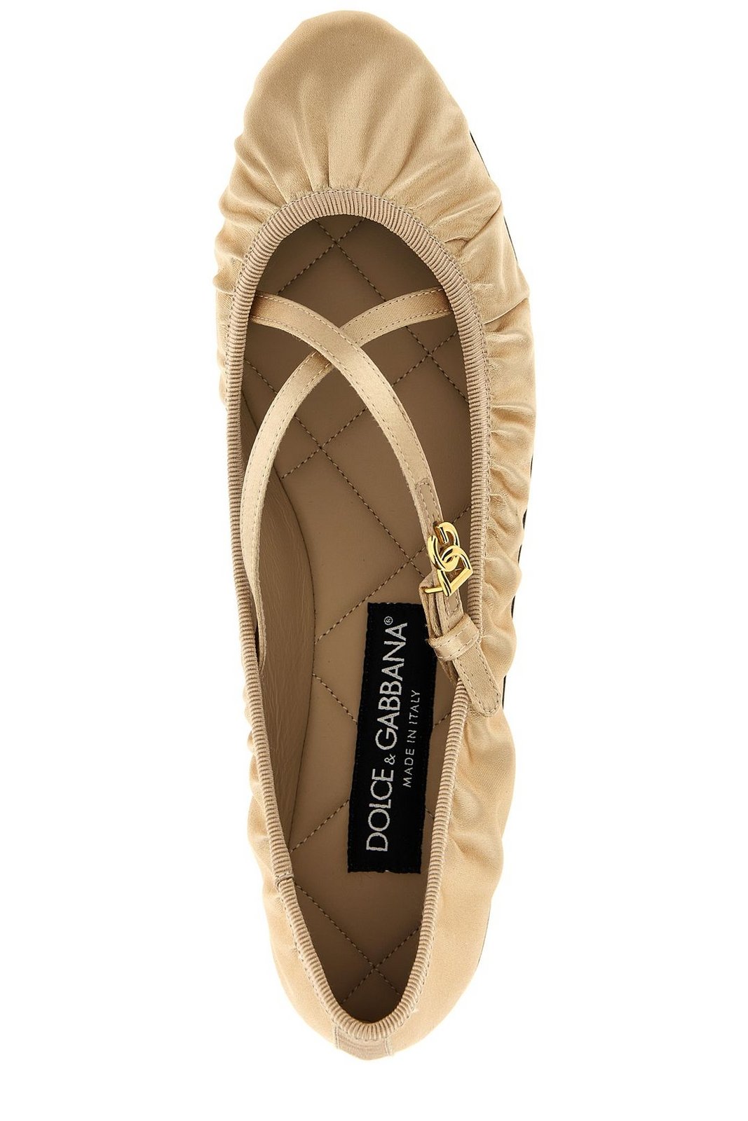 Dolce & Gabbana Logo Buckle Ruched Detailed Ballet Flats
