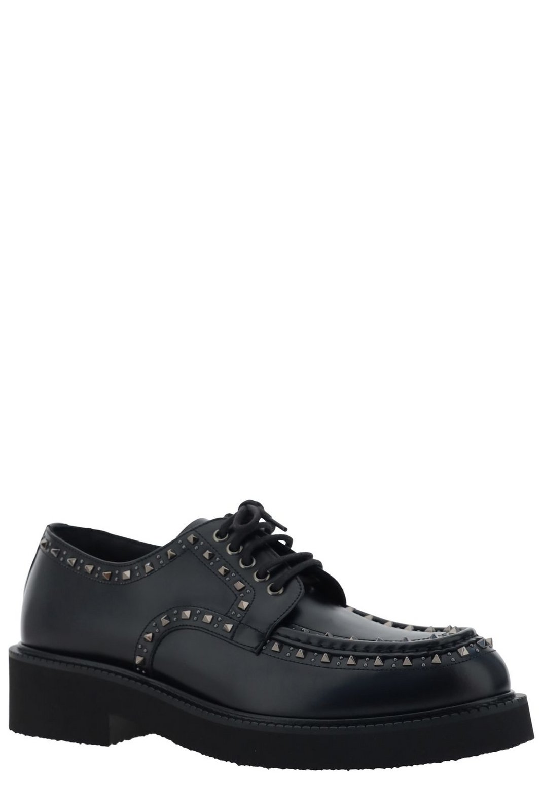 Shop Valentino Garavani Rockstud Lace-Up Derby Shoes on Sale  display picture 1