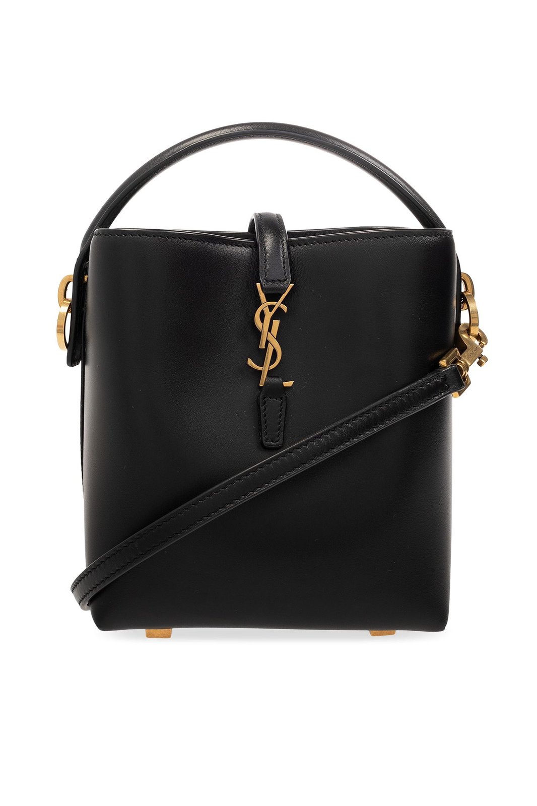SAINT LAURENT leather Shopping with pouch Tote Bag 676657 black