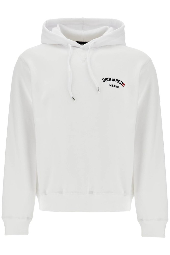 【DSQUARED2】Leaf buddy Hoodie 送料・関税込み Logo hoodie Dsquared2 - embroidered stripe-trim hoodie
