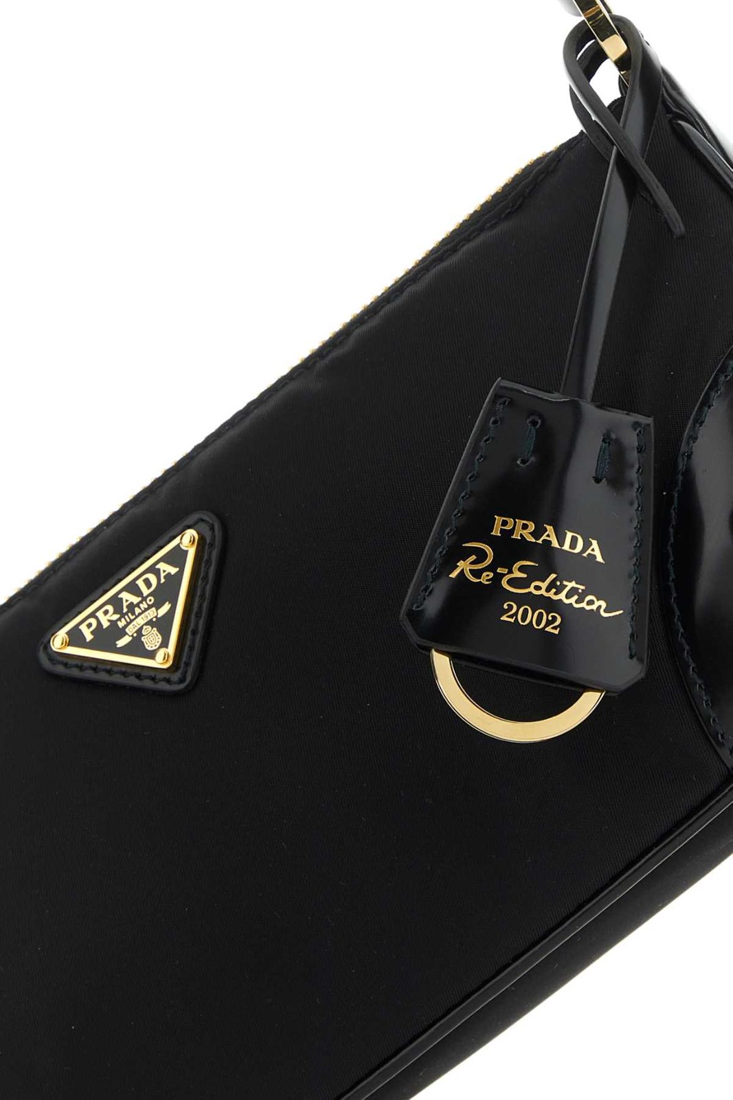 Prada Logo Plaque Zipped Shoulder Bag