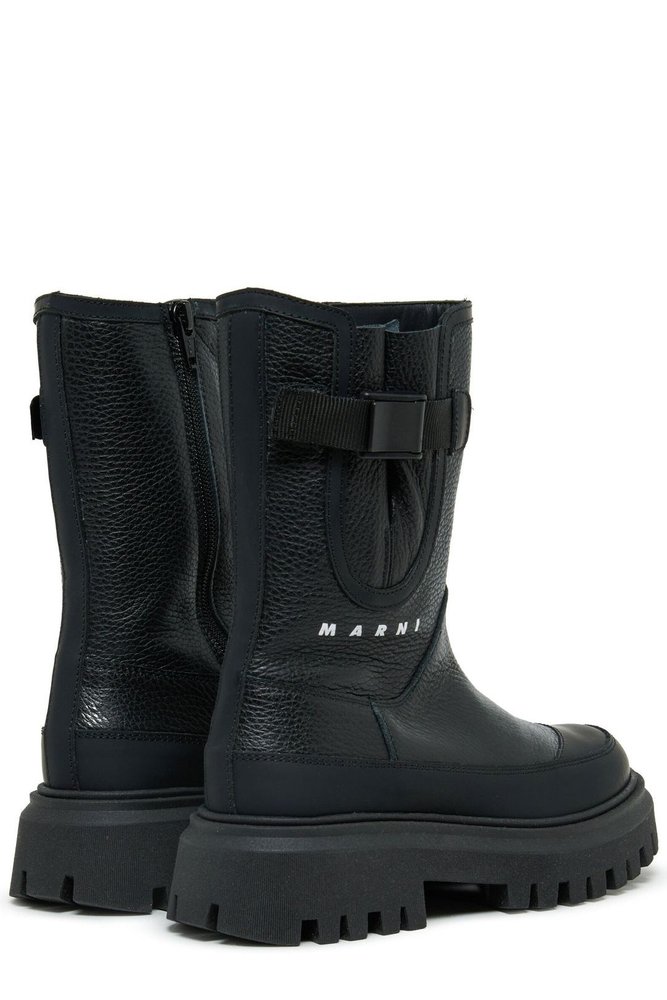 Marni Kids 로고 프린트 버클 부츠