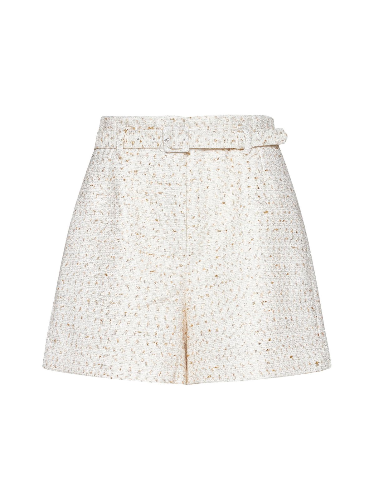 Self-Portrait High-Waist Belted Tailored Tweed Shorts