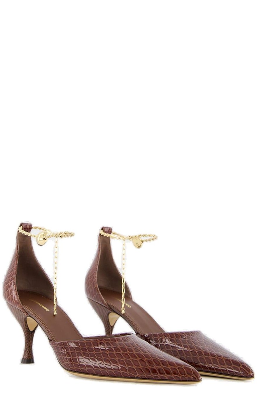 Ferragamo Chain Ankle Strap Pumps