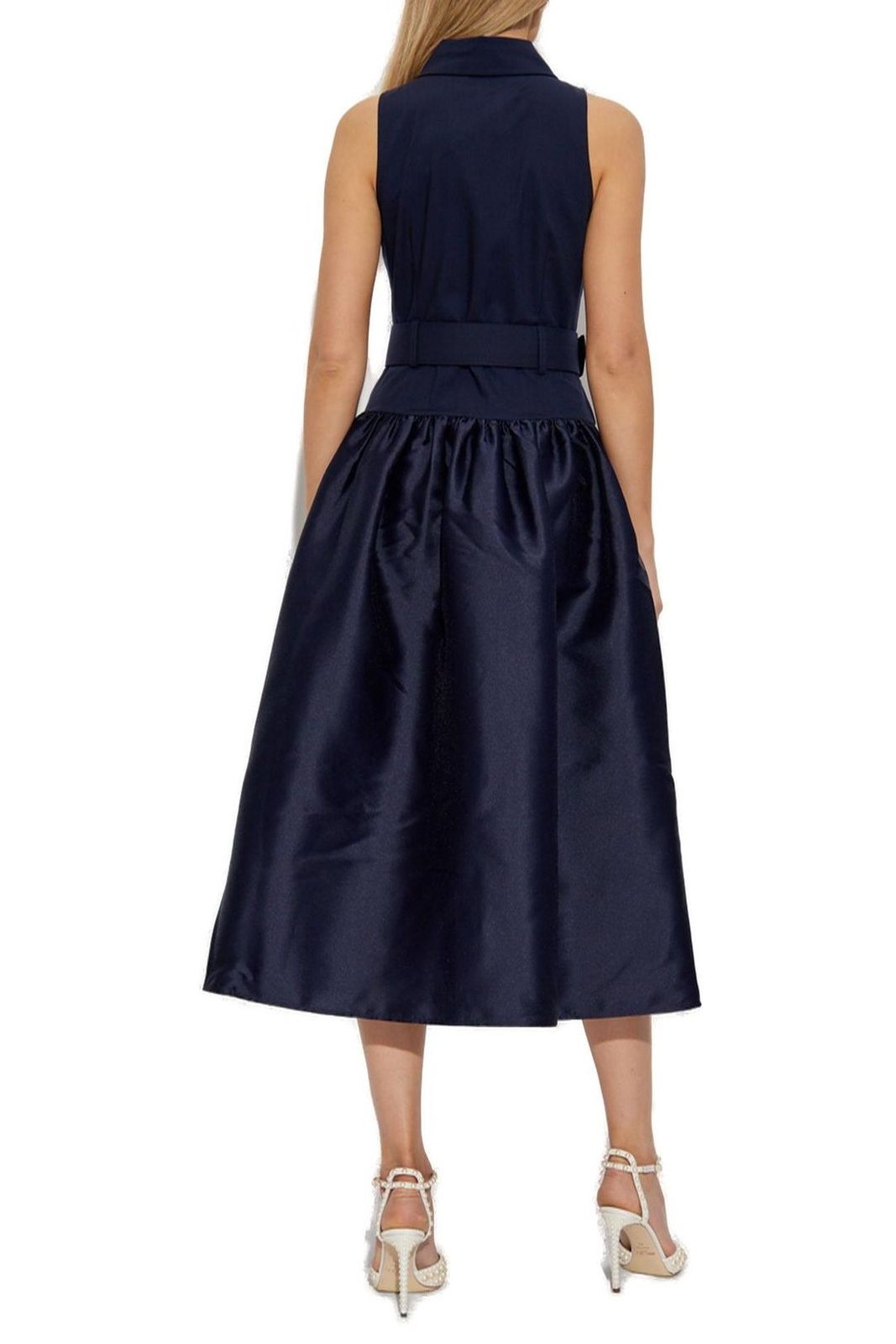 Self-Portrait Belted Twill Midi Dress
