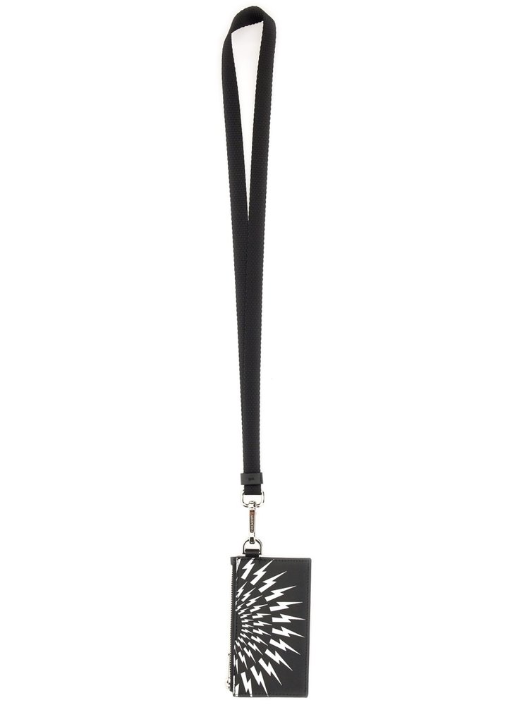 Neil Barrett Logo Printed Zipped Strapped Card Holder – Cettire
