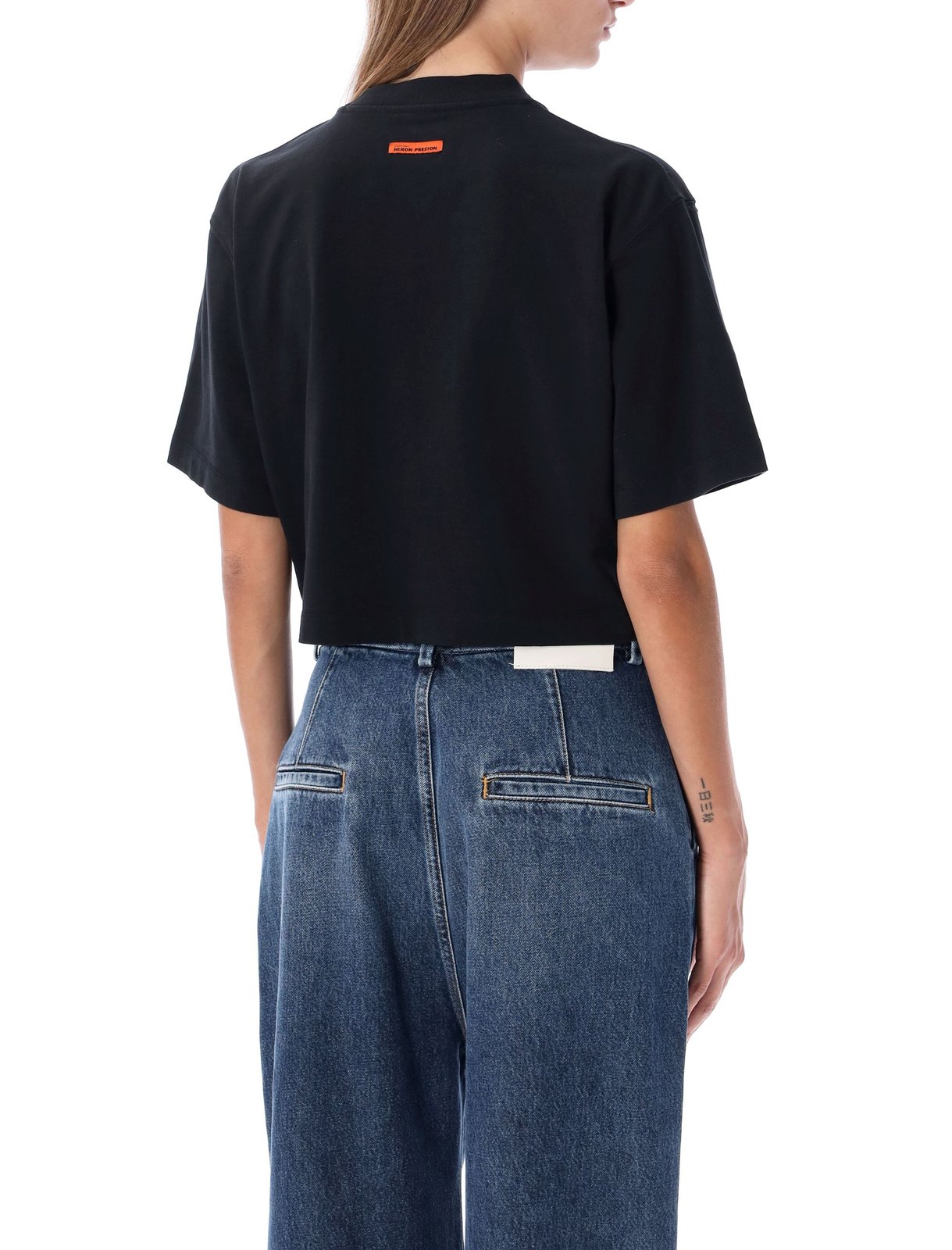 Heron Preston Logo Embroidered Cropped T-Shirt