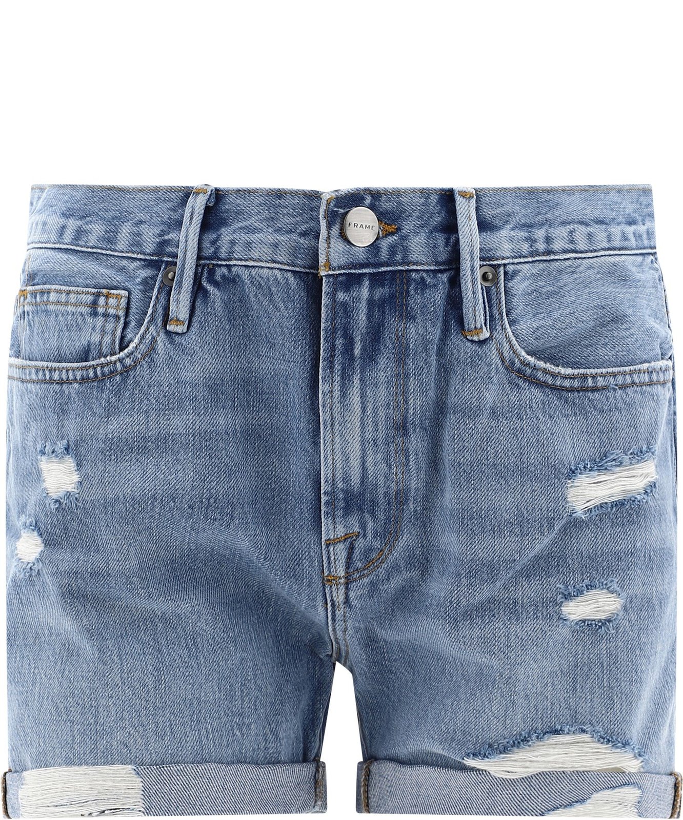 Frame Le Beau Distressed Denim Shorts 