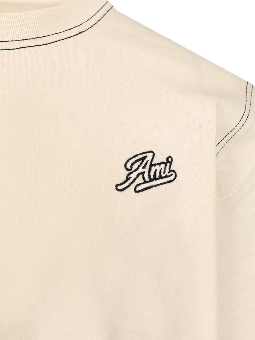 AMI Paris Logo Embroidered Crewneck T-Shirt