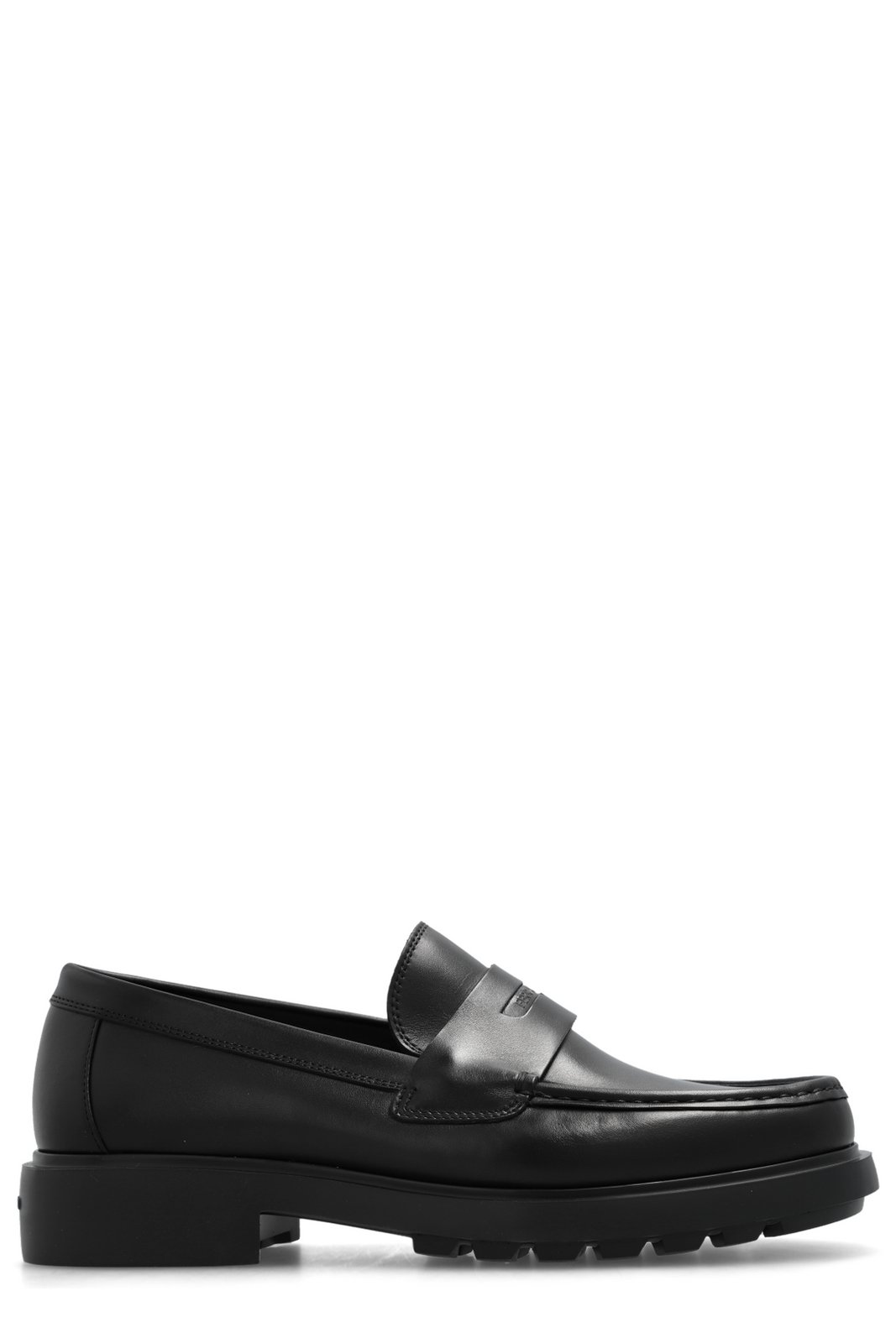 Shop Ferragamo Logo Embossed Slip-On Loafers on Sale at Shop Ferragamo Logo Embossed Slip-On Loafers on Sale at