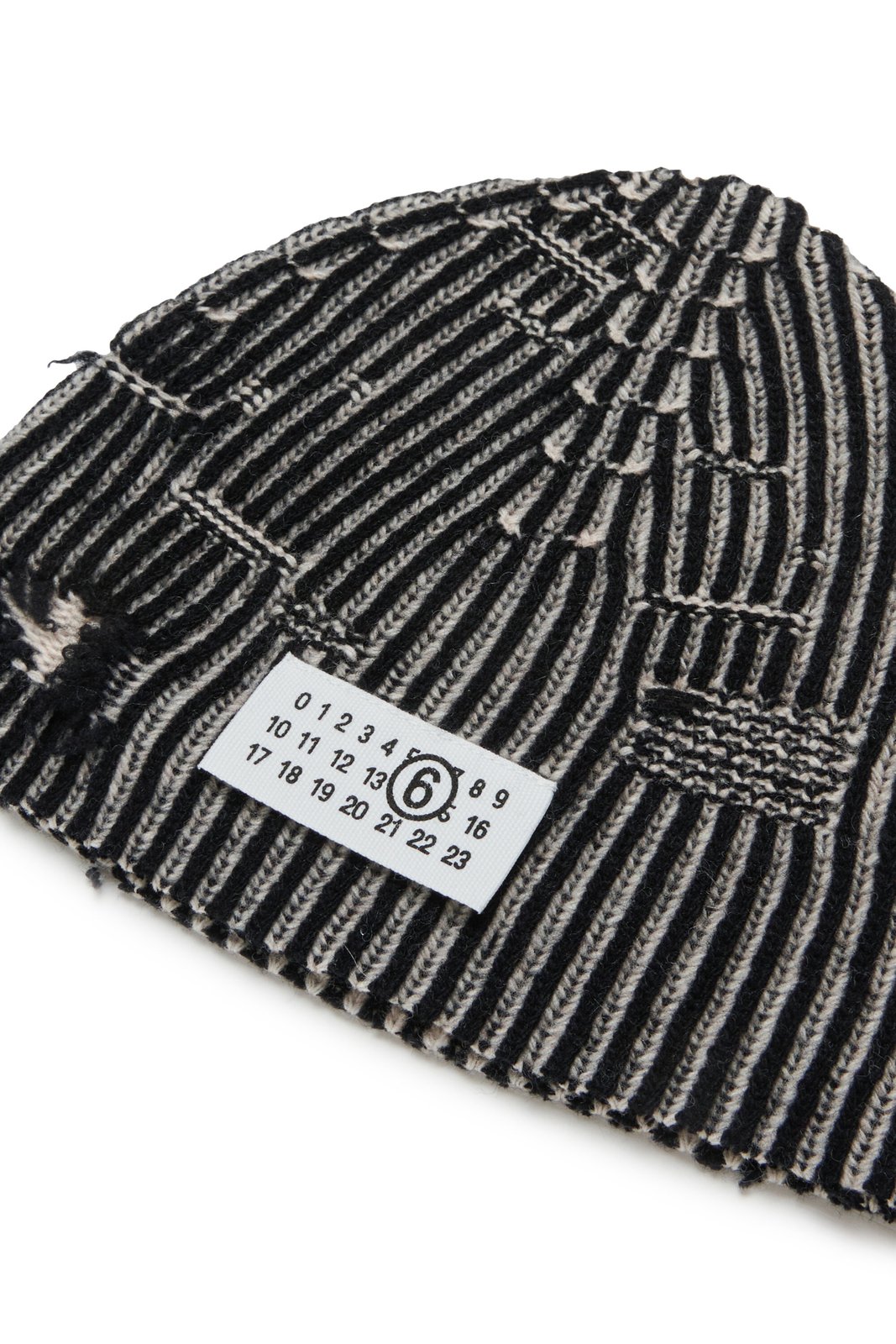 MM6 Maison Margiela Kids Logo Patch Ribbed-Knit Beanie