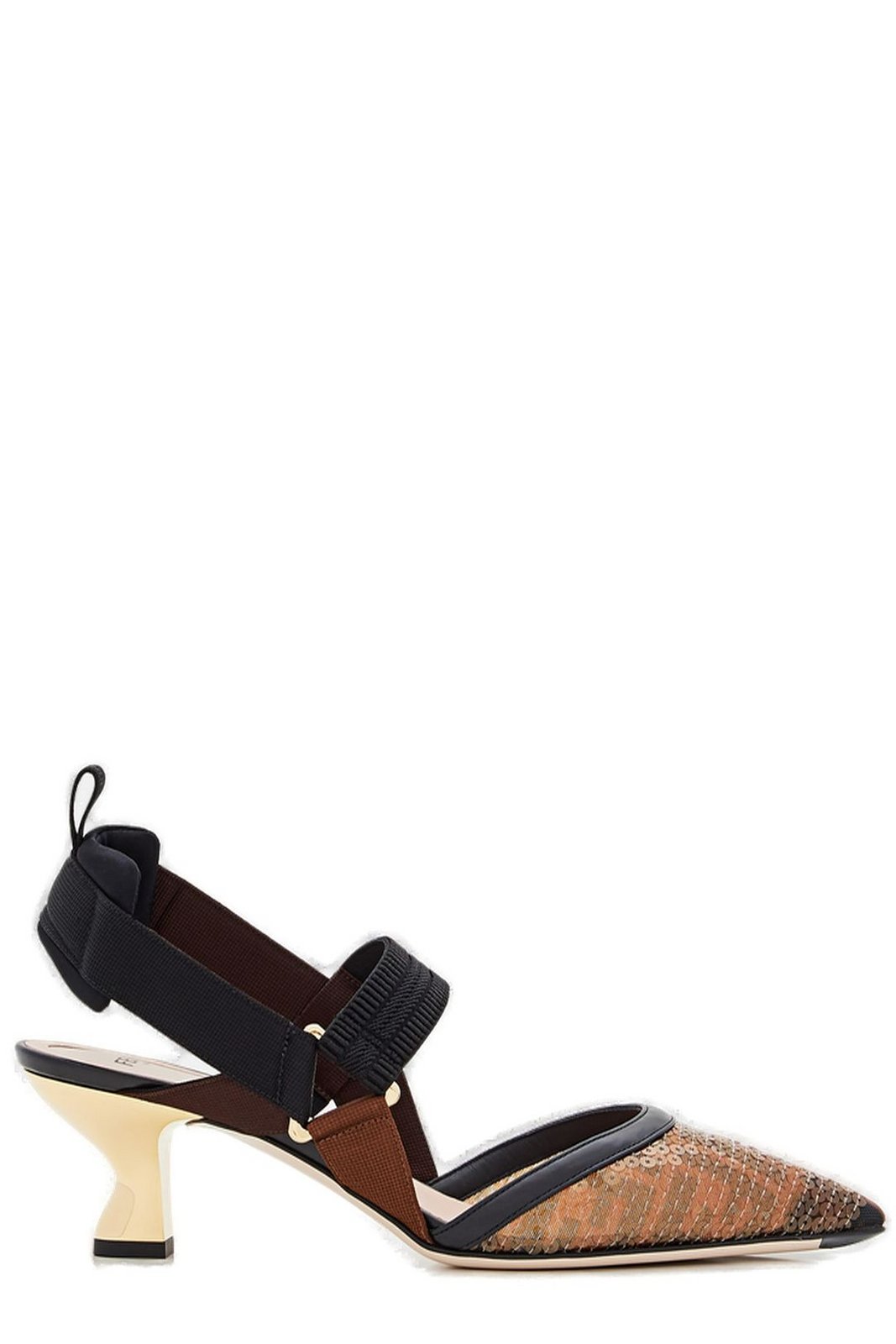 38 FENDI コリブリ　メッシュスリングバック　ミディアムヒール コリブリ ブラウン | Fendi