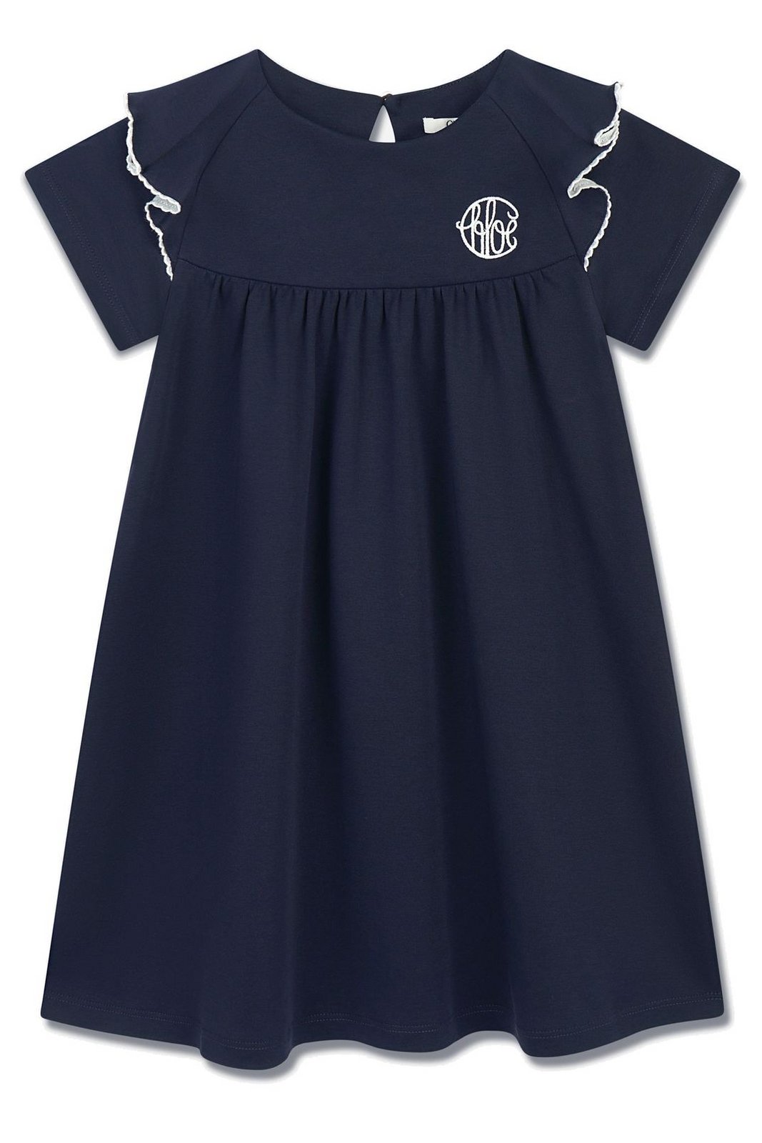 Chloé Kids Logo Embroidered Ruffled Dress