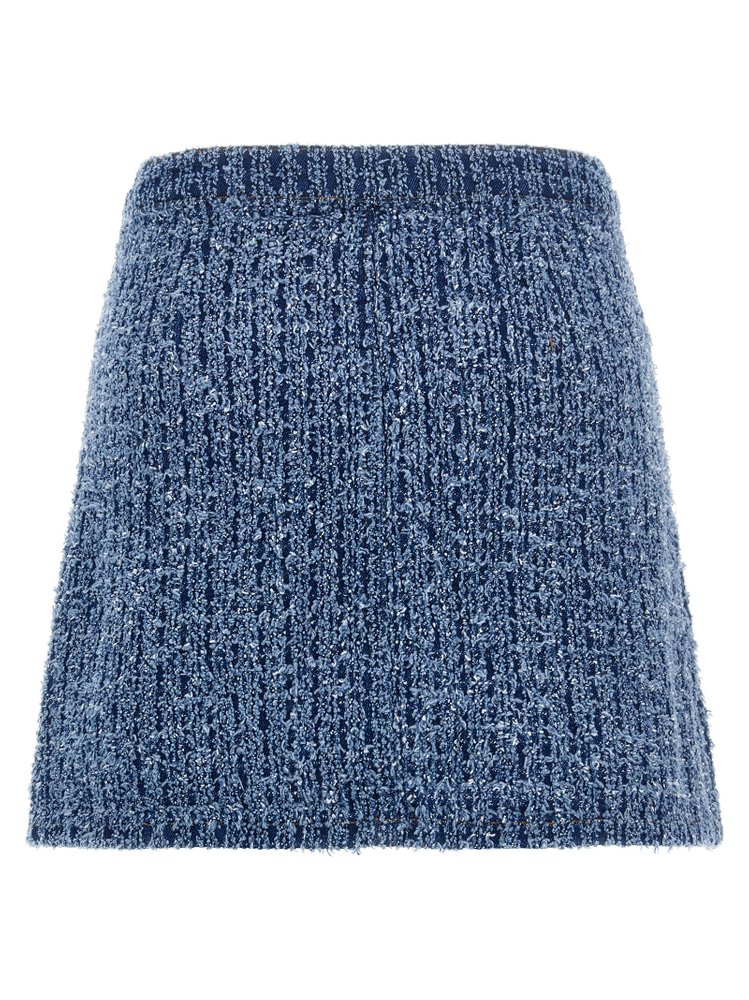 Self-Portrait｜SKIRTS (TEXTURED DENIM MINI SKIRT (PF2482 self-portrait Textured Denim Mini Skirt in Black | REVOLVE