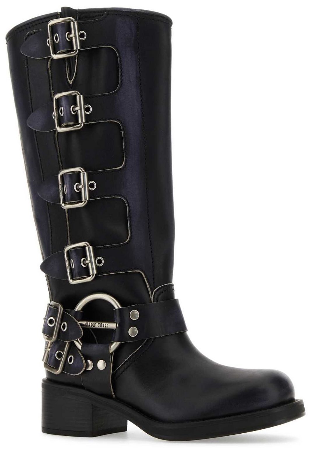 Miu Miu Buckle-Detailed Round Toe Boots