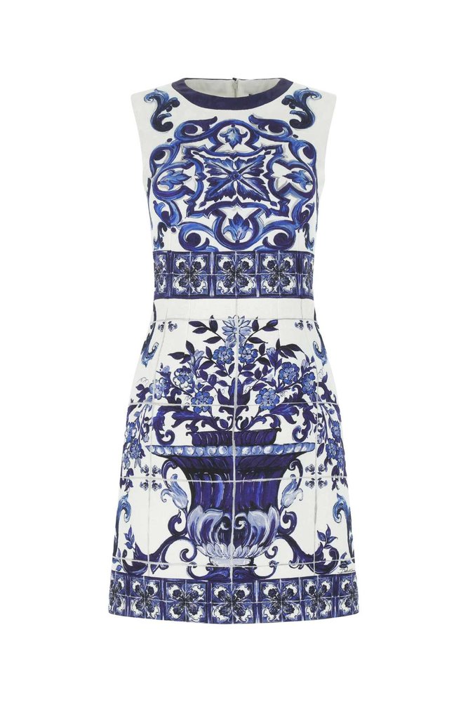 dolce and gabbana blue tile dress Farm Rio White Floral Print Beaded Straps Maxi Dress - BOPF