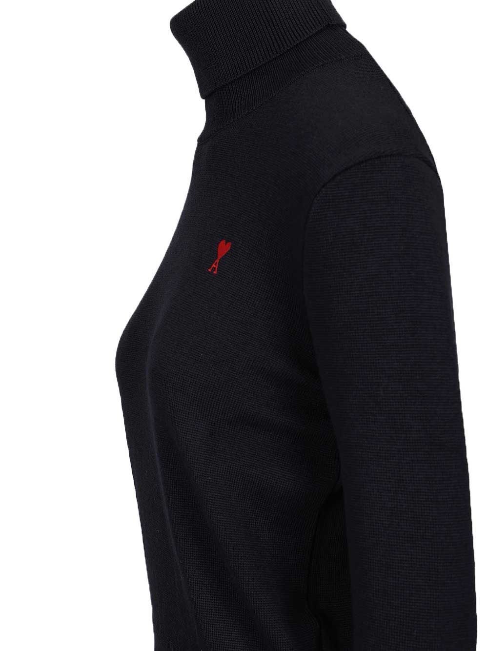 AMI Paris Ami De Coeur Embroidered Turtleneck Jumper