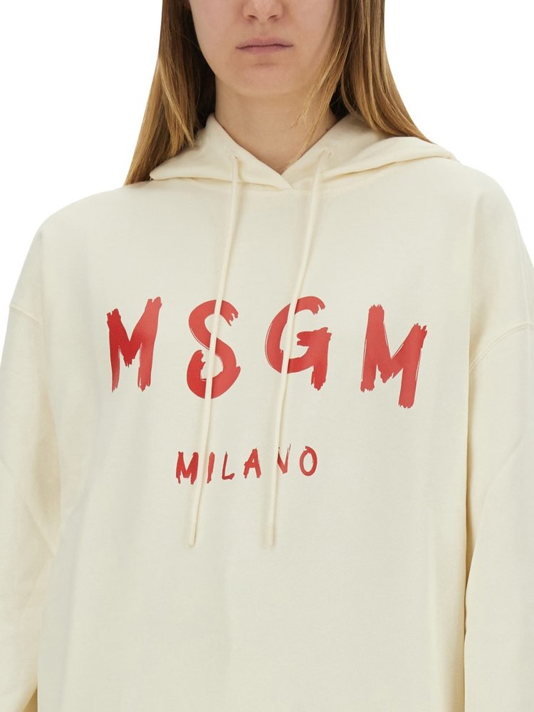 MSGM Brushed Logo Hooded Sweatshirt – Cettire
