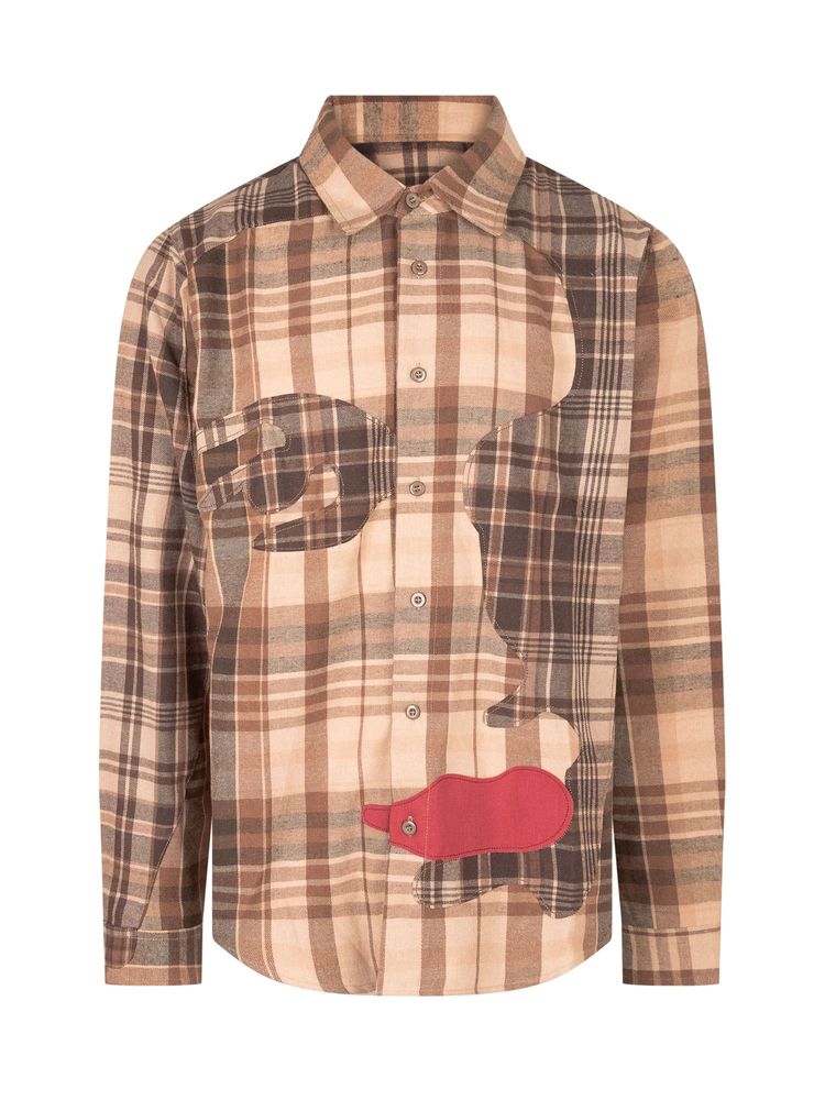 KIDSUPER 패치워크 페이스 플란넬 셔츠