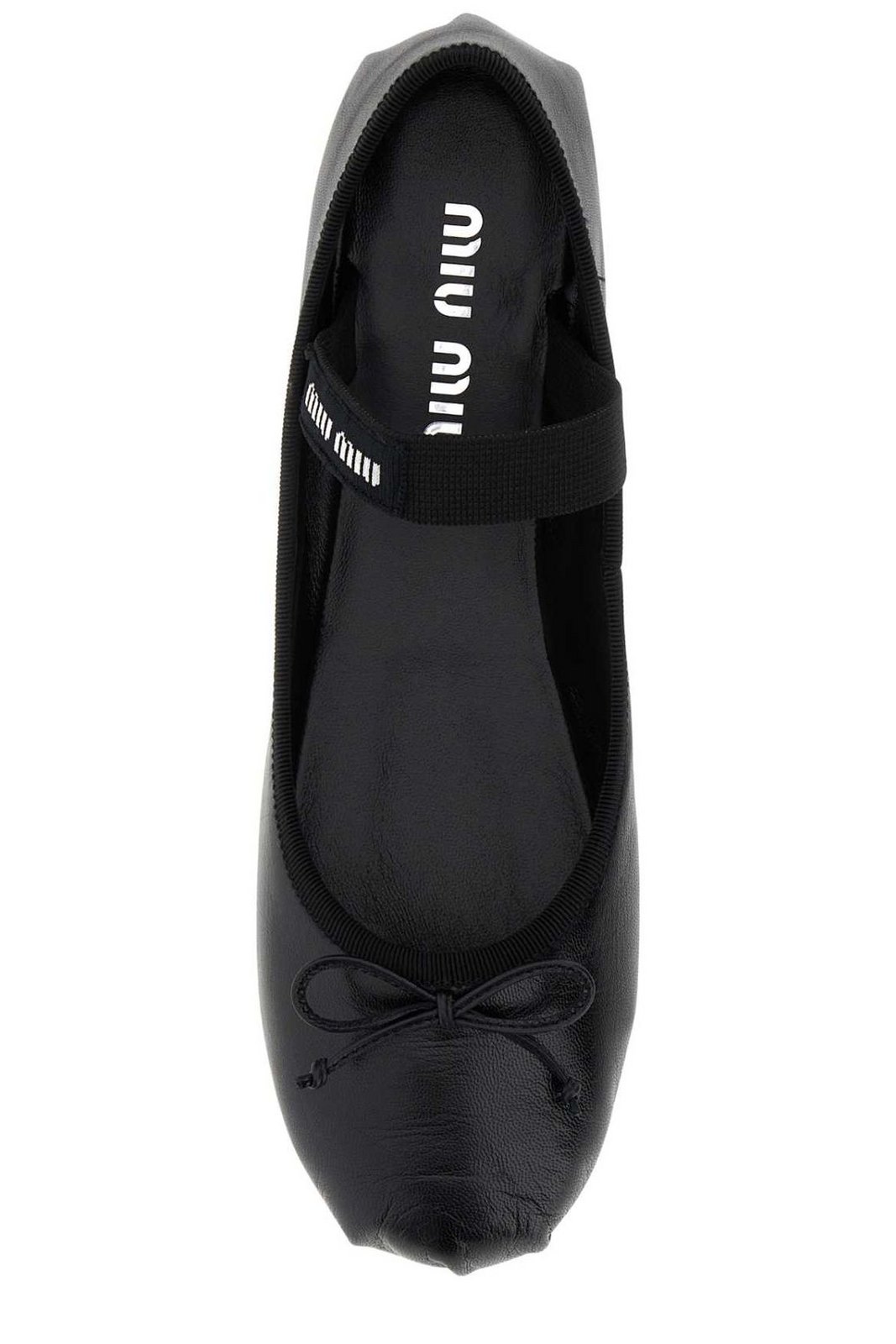 Miu Miu Logo-Printed Bow Detailed Ballerina Shoes