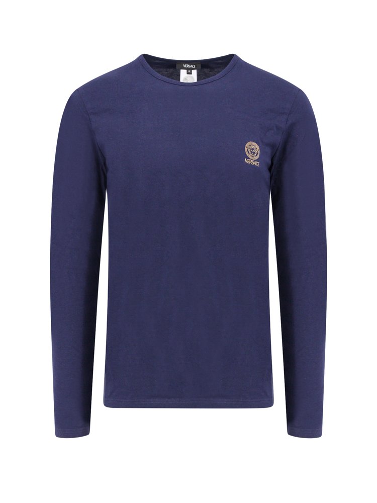VERSACE｜ (LOGO ROUND NECK LONG SLEEVE (AUU01007 1A10011 Versace Underwear T-shirt with long sleeves | Men's Clothing