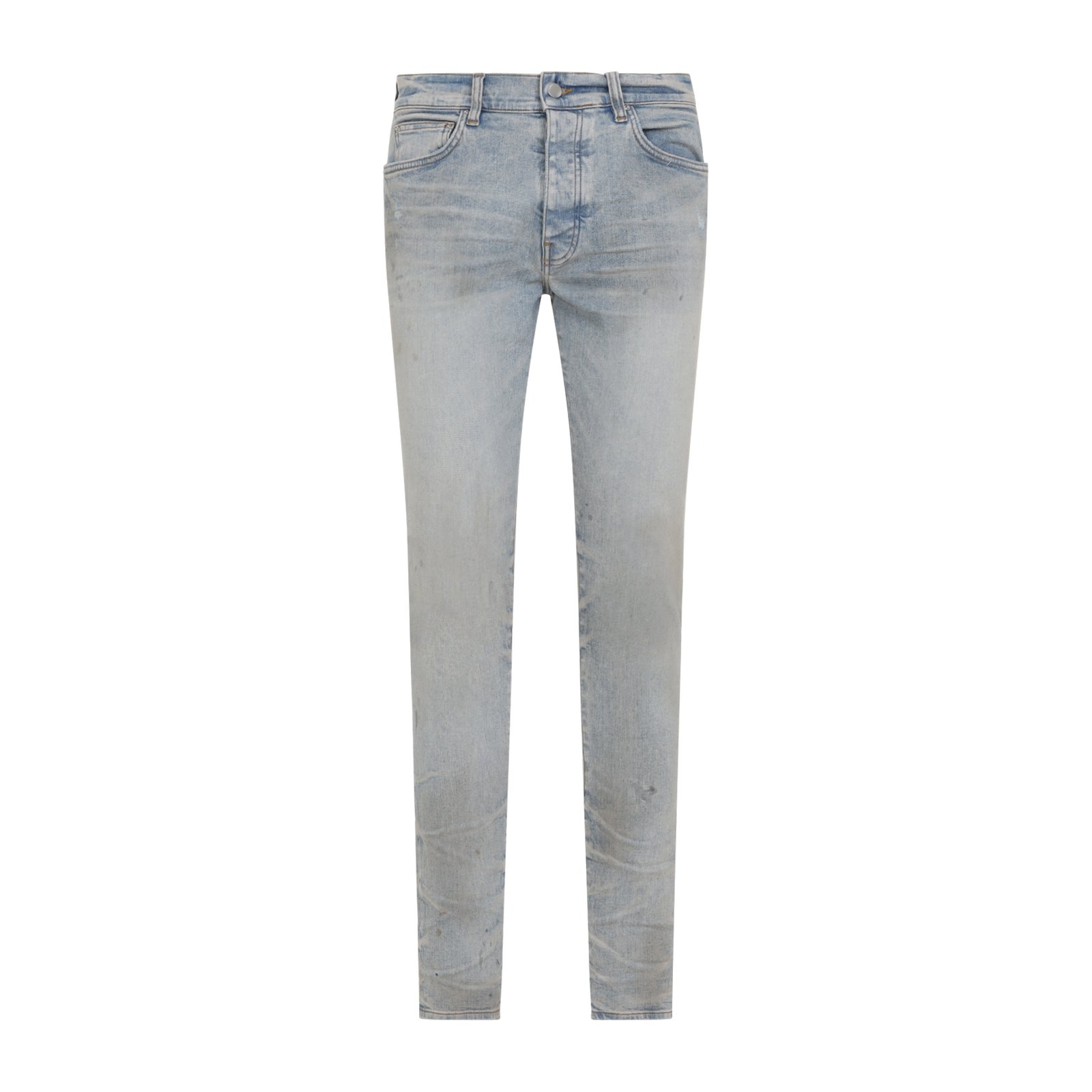 Amiri Distressed Logo Patch Straight-Leg Jeans