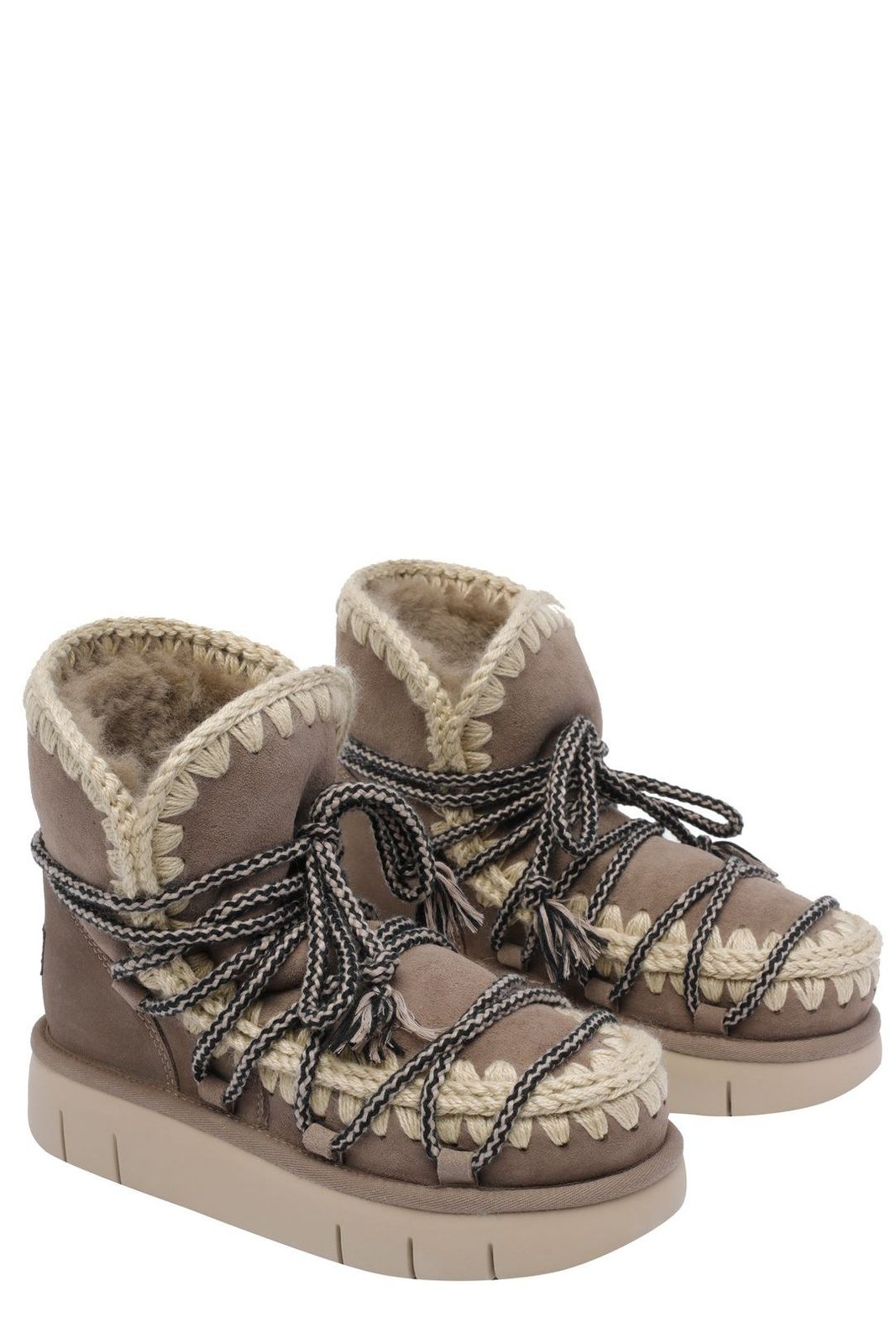 Mou Crochet Lace-Up Boots