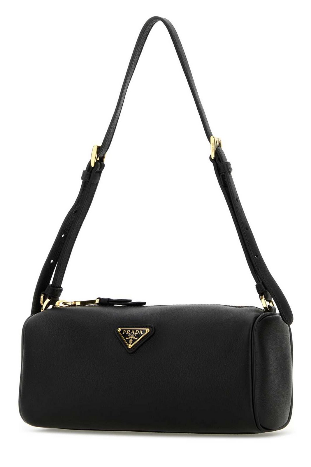Prada Logo Plaque Zipped Shoulder Bag