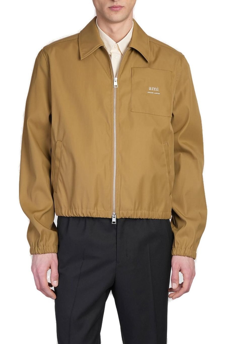 AMI Paris Logo-Lettering Zip-Up Bomber Jacket – Cettire