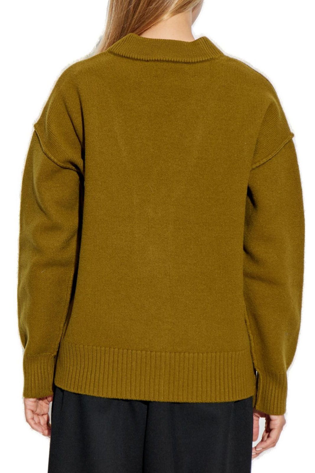 AMI Paris Ami De Coeur Logo Intarsia-Knit Buttoned Cardigan