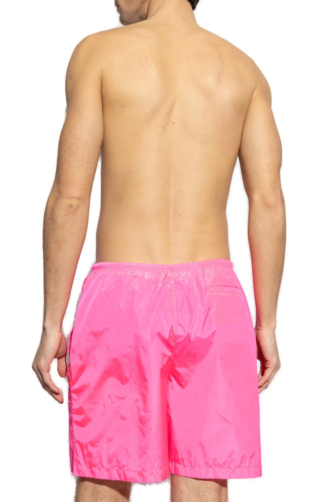 Palm Angels Curved Logo Elastic Waist Swim Shorts