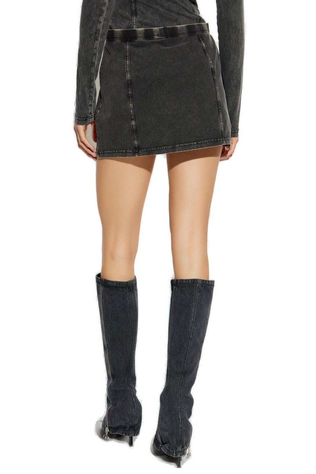 Diesel O-Aleggra-Mini Denim-Effect Skirt