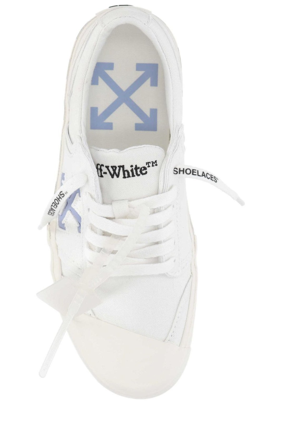 Off-White Round Toe Lace-Up Sneakers