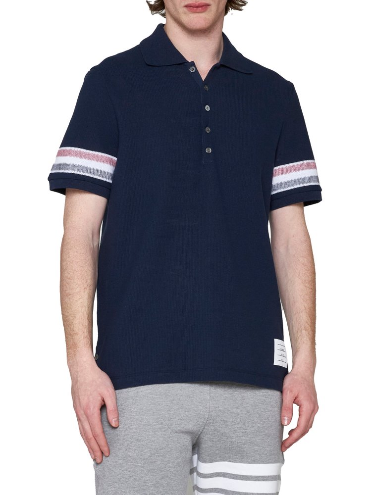 Thom Browne Logo Patch Striped Polo Shirt | 톰브라운 | FETCHING