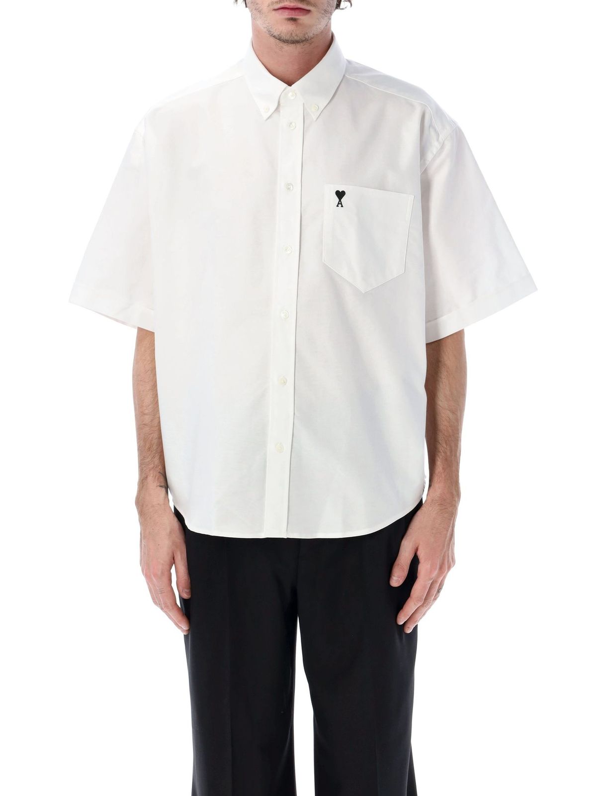 AMIページ AMI Short-Sleeved Curved Hem Shirt – Cettire