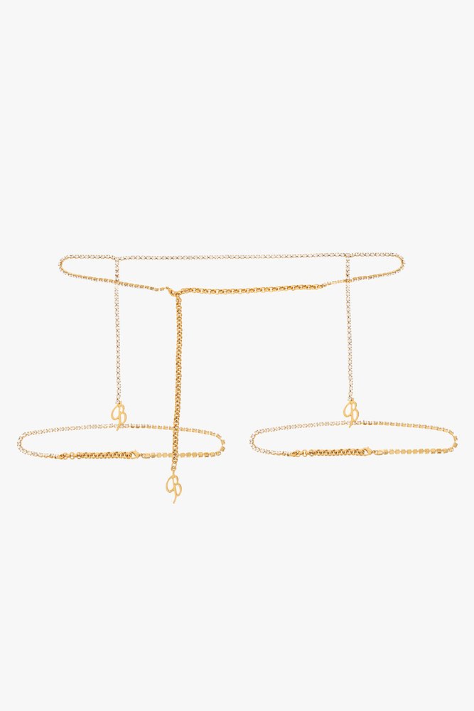 【関税込み】Blumarine ゴールド ローズ ベルト Blumarine B Plaque Embellished Belt – Cettire
