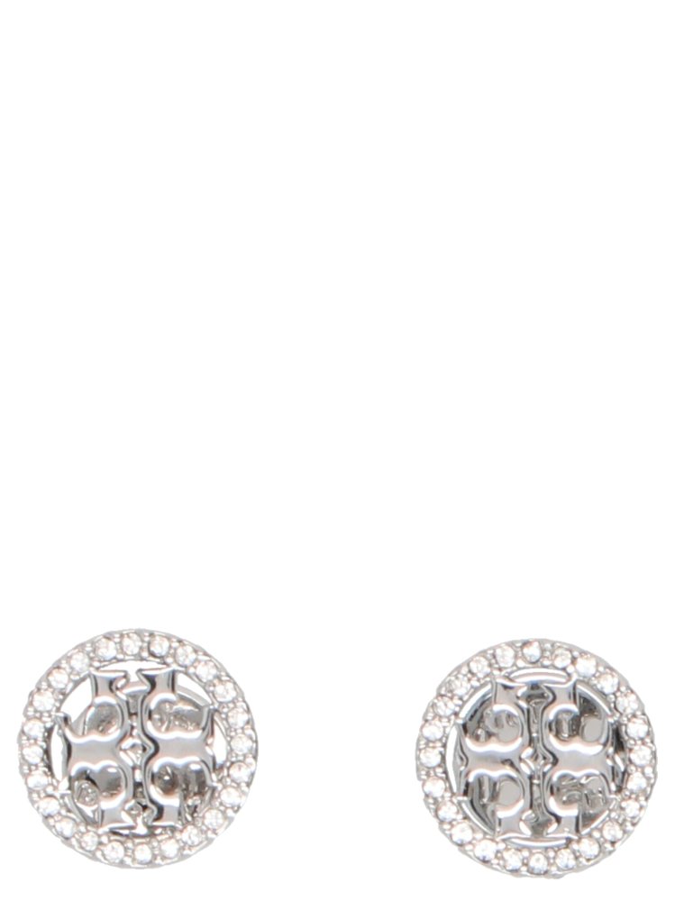 ☆☆Tory Burch☆☆ 23FW Crystal Logo Circle Earrings Silver Tory Burch Crystal Circle Logo Stud Earrings | Bloomingdale's