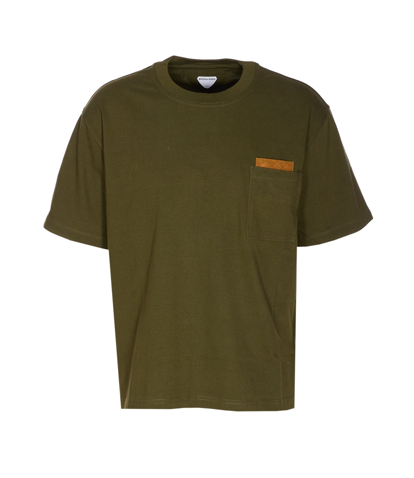 Tシャツ・カットソー *BOTTEGA VENETA* Crewneck Short Sleeve T-Shirt Olive 813903V Bottega Veneta Short Sleeved Crewneck T-Shirt – Cettire