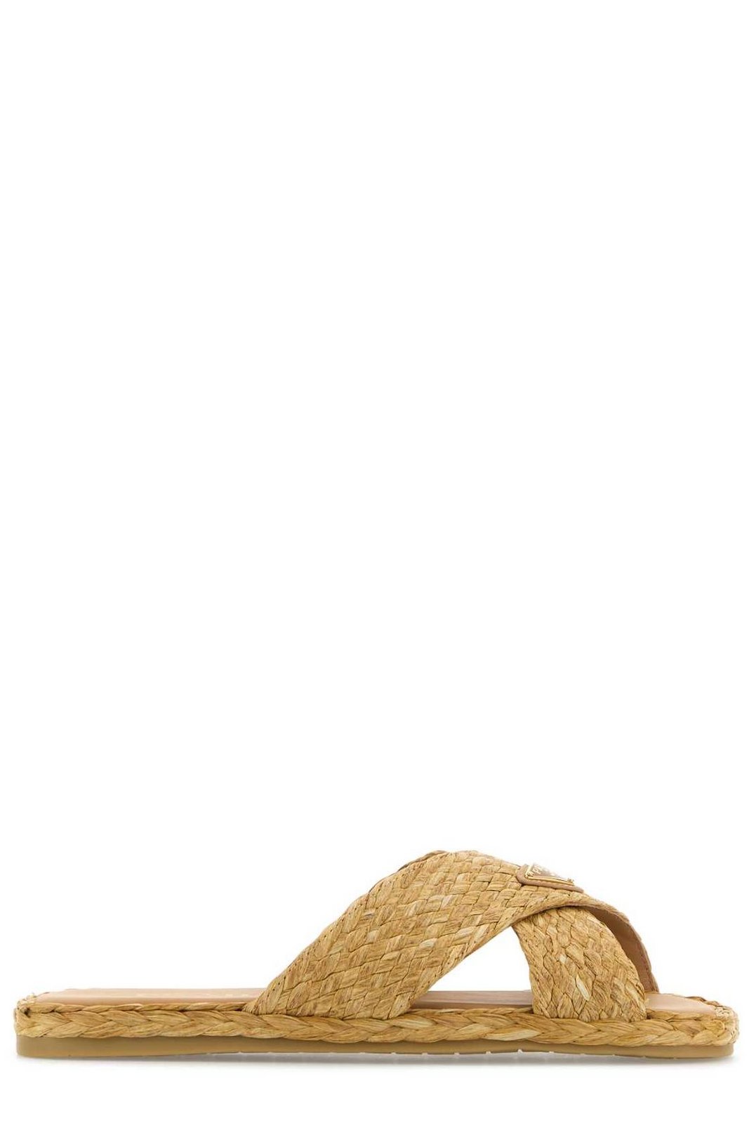 Prada Triangle-Logo Slip-On Sandals
