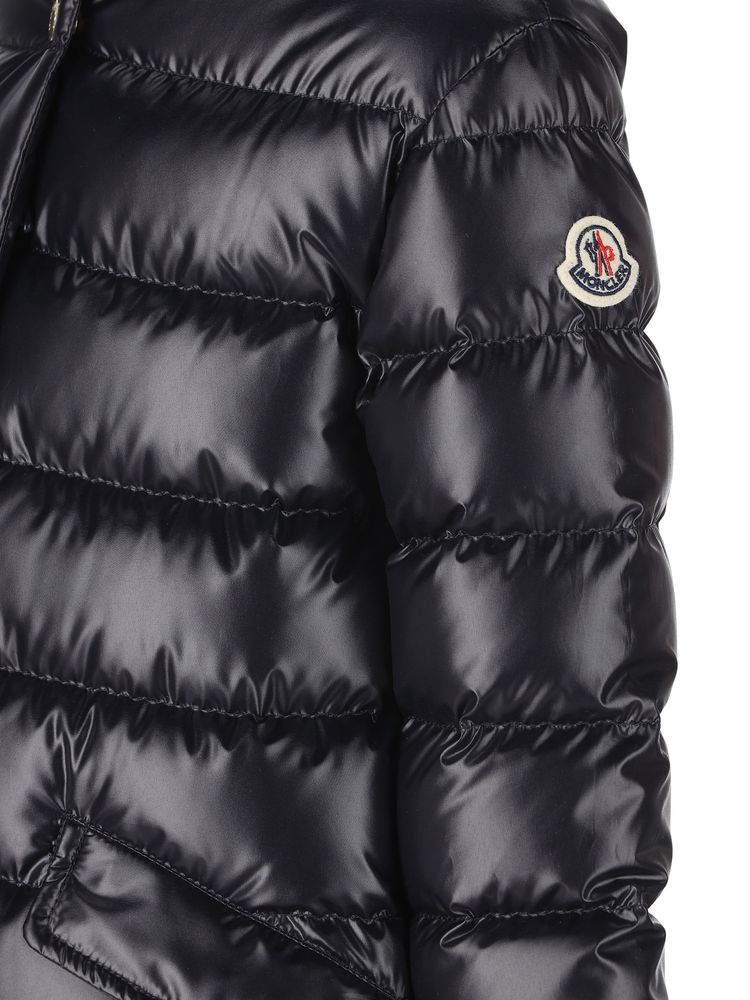 Moncler Enfant 로고 패치 후드 코트
