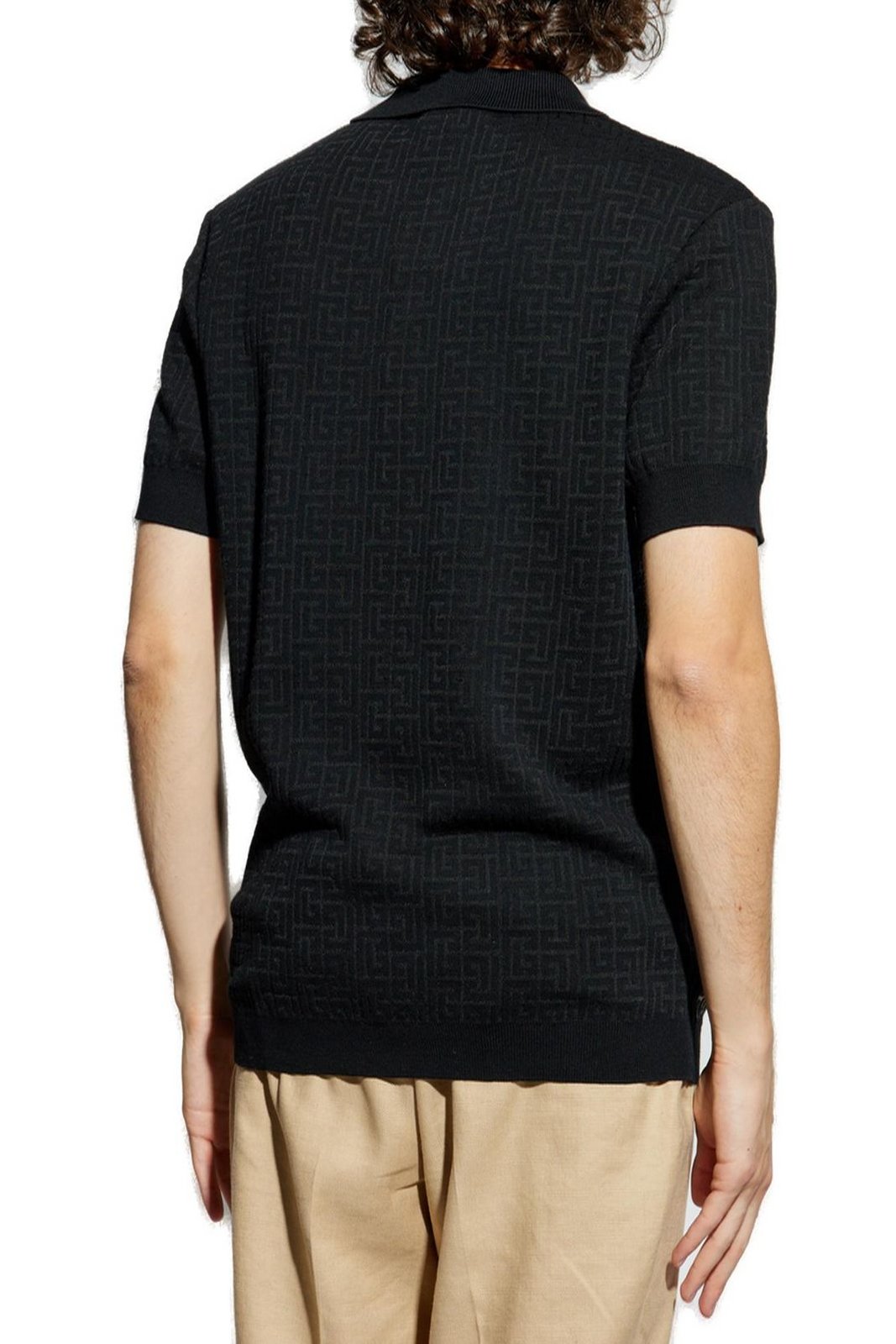 Tシャツ・カットソー BALMAIN FW25 MONOGRAM POLO (FH1GB020KI80 GFE) Balmain Monogram Short-Sleeved Polo Shirt – Cettire