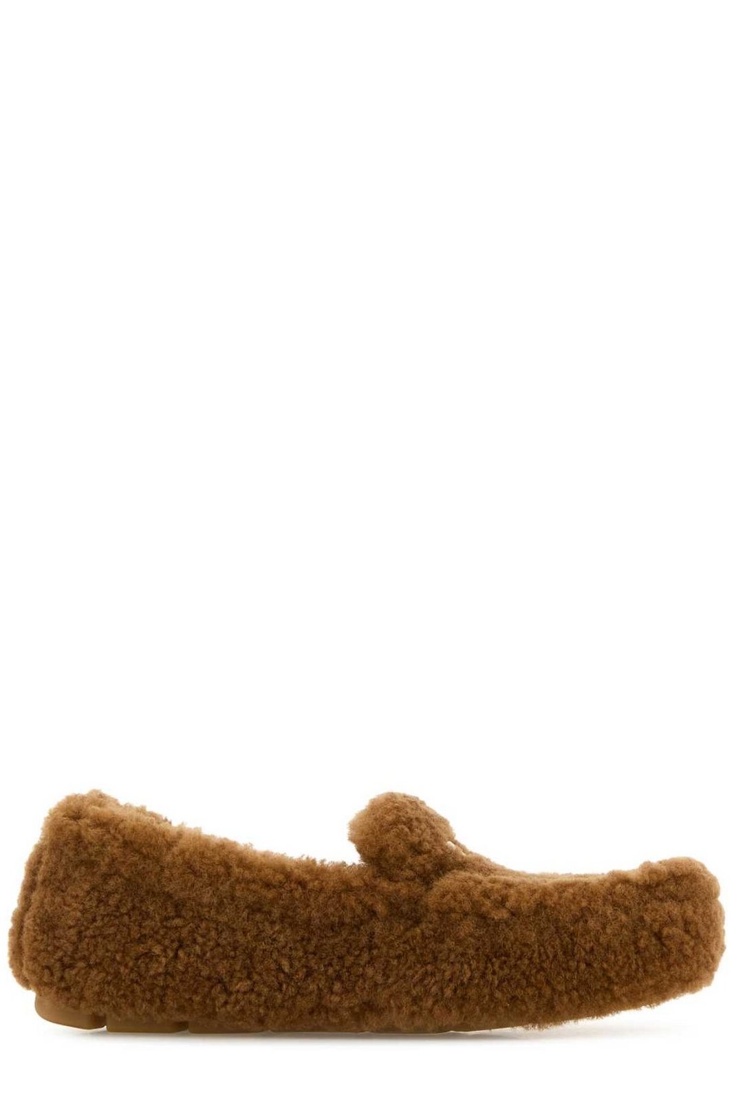Prada Logo Plaque Round Toe Loafers