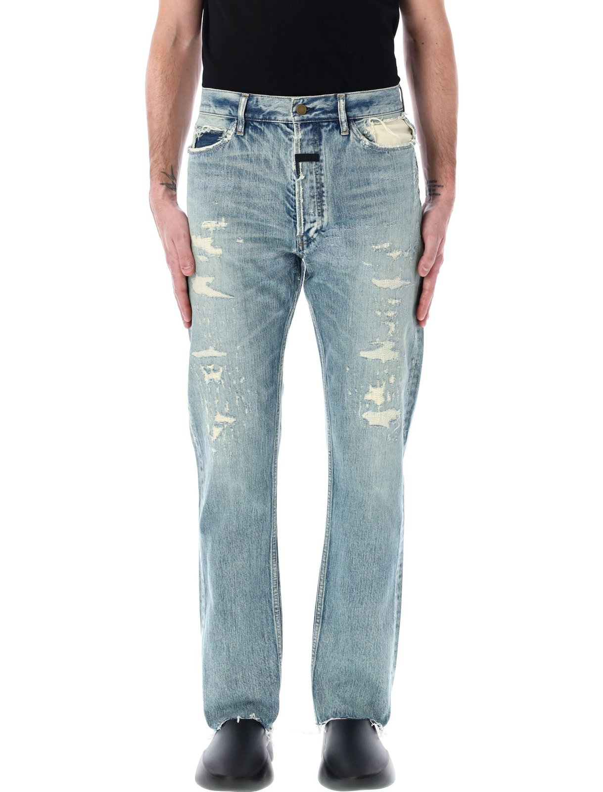 Fear of God Sraight-Leg Frayed-Edge Jeans