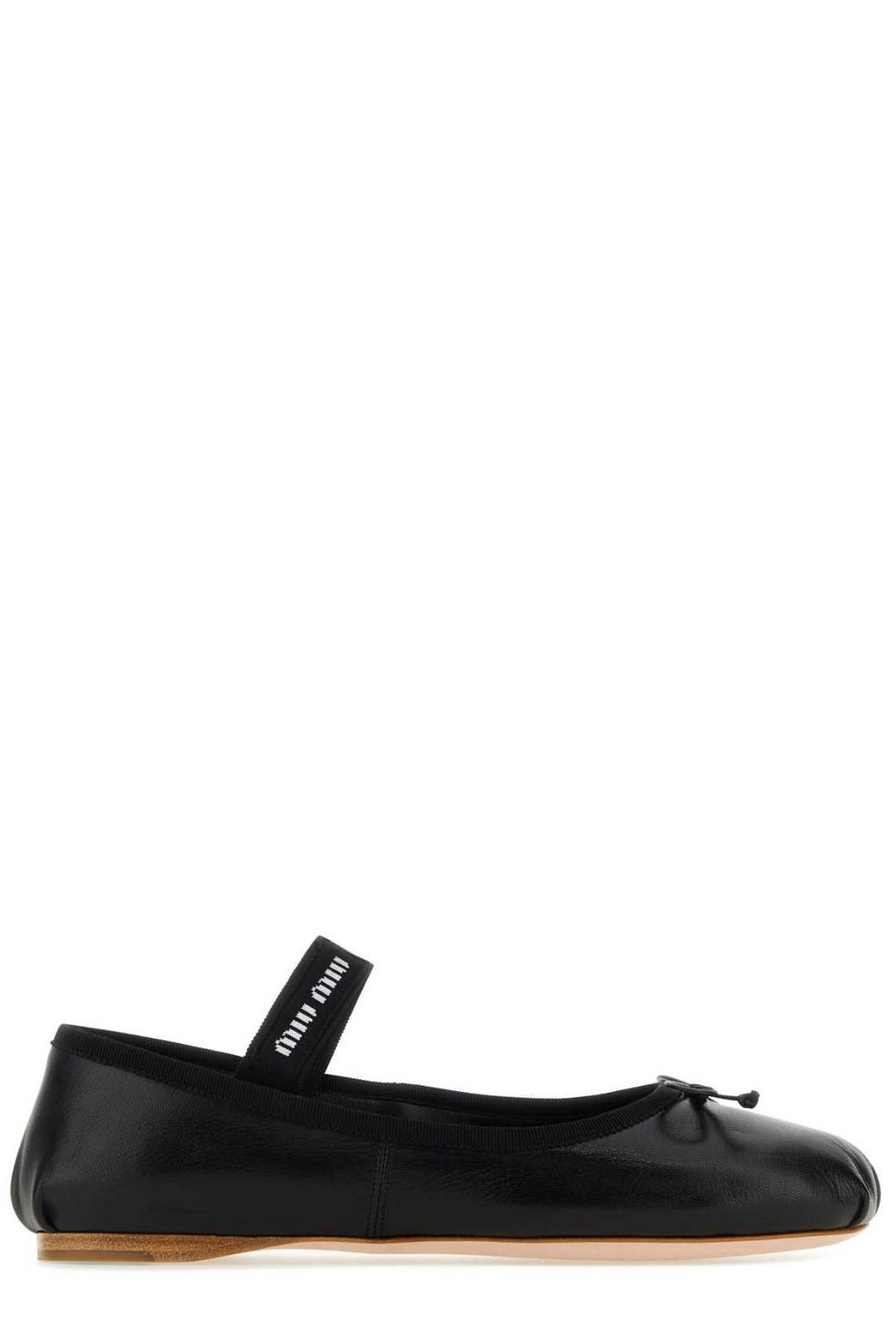 Miu Miu Logo-Printed Bow Detailed Ballerina Shoes