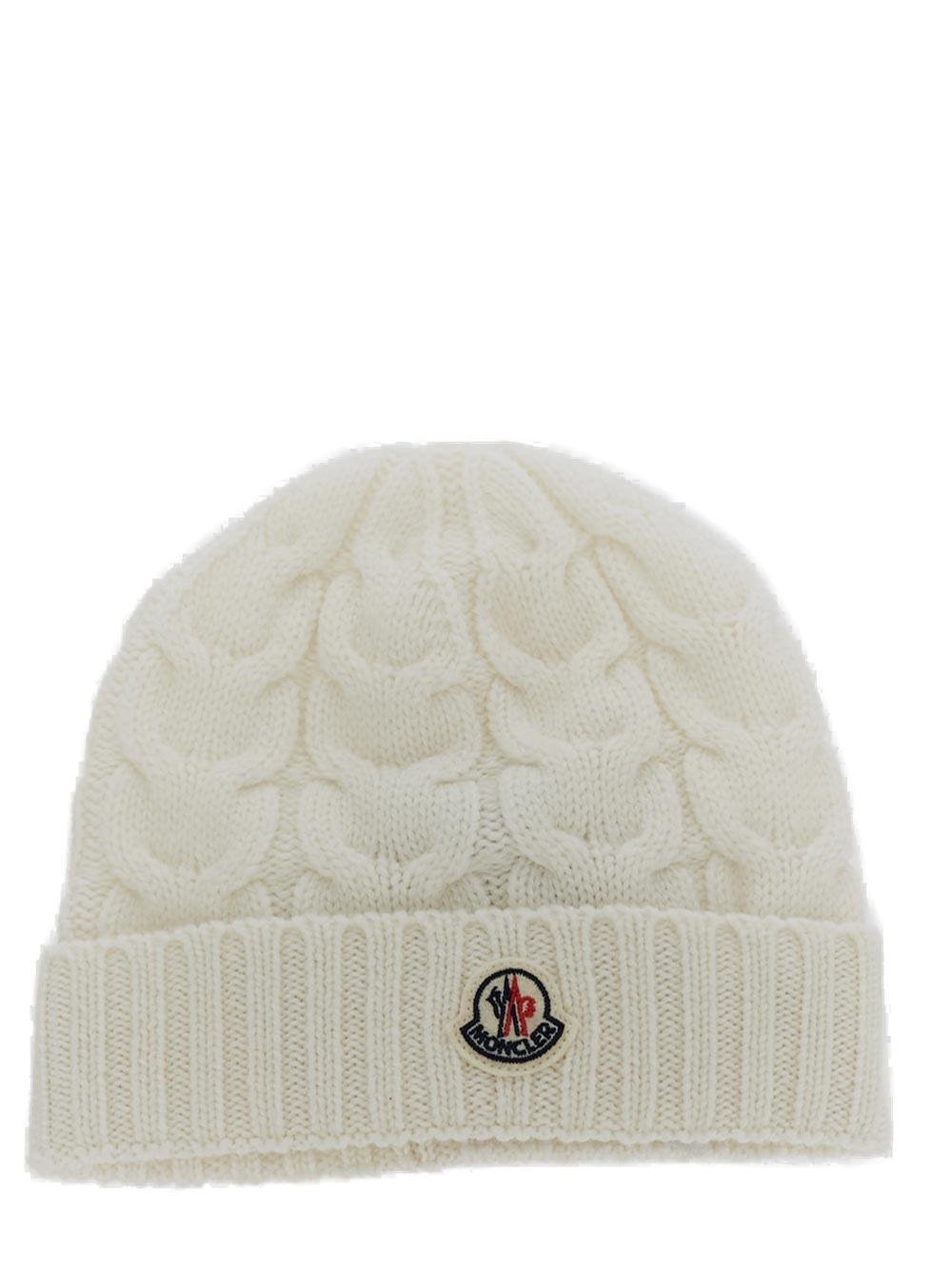 Moncler Enfant Logo Patch Cable-Knit Beanie