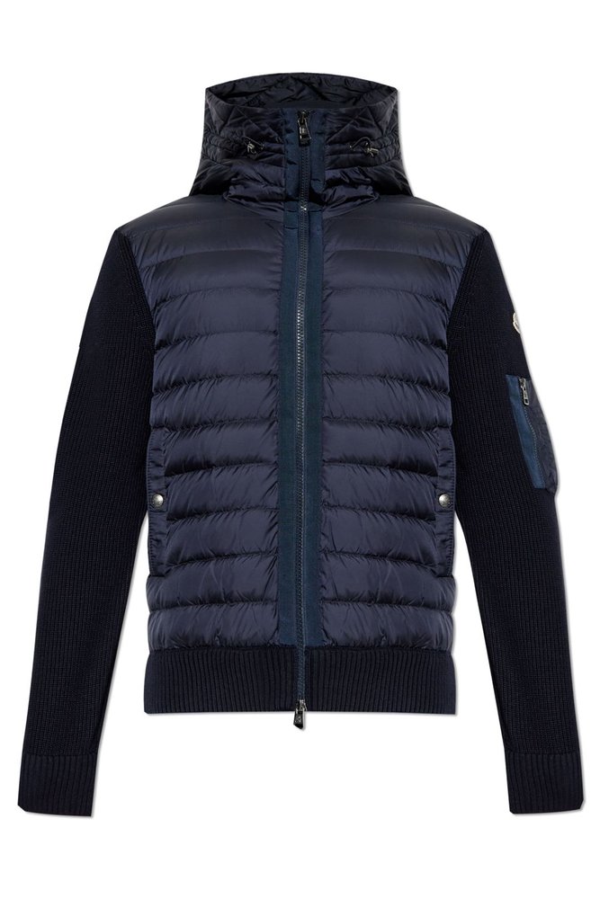 モンクレール　ネイビー キルティングジャケット フード付き Moncler キルティング ジップアップ ジャケット