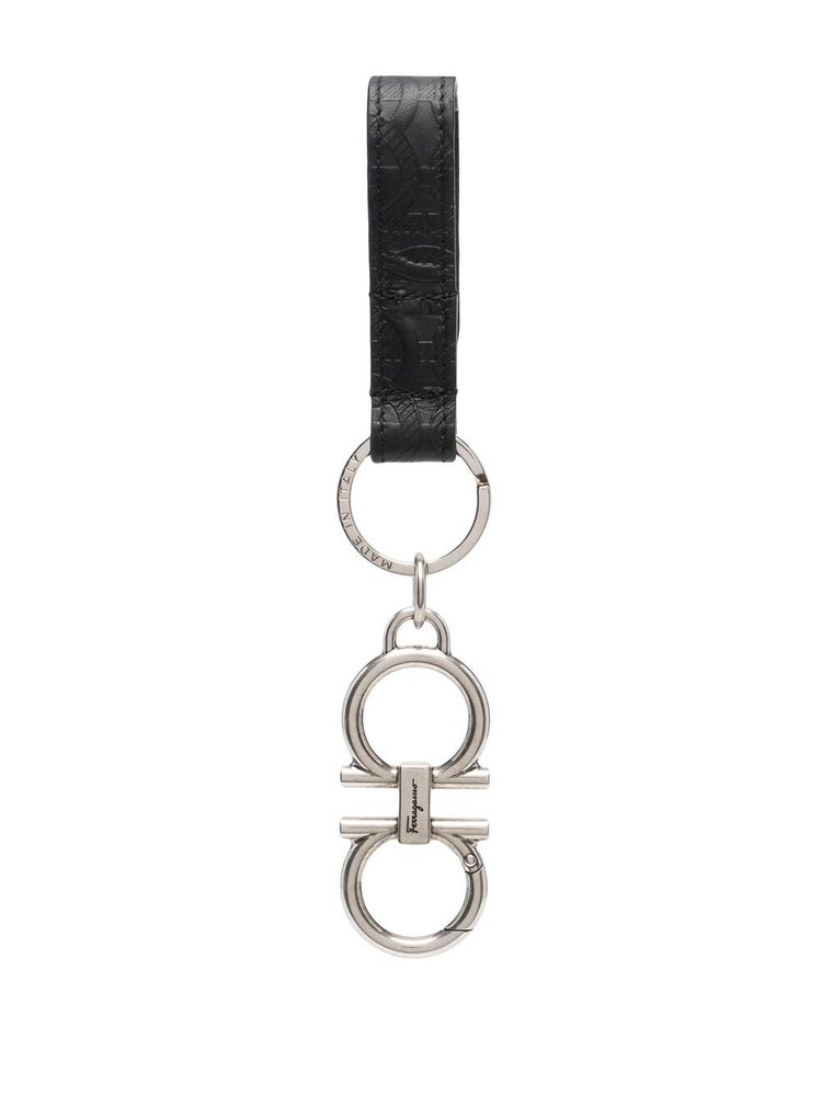 Salvatore Ferragamo Gancin Plaque Keyring In Black ModeSens